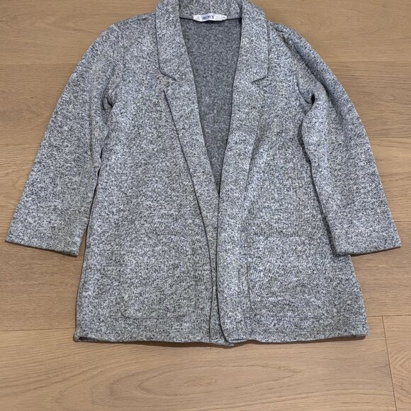 Ricki's Open Front Fleece Knit Blazer in Gray Mix - Picture 2 of 8